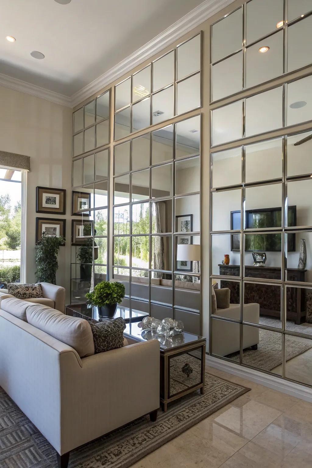 Reflection panels can imbue any area with a sensation of openness and elegance.