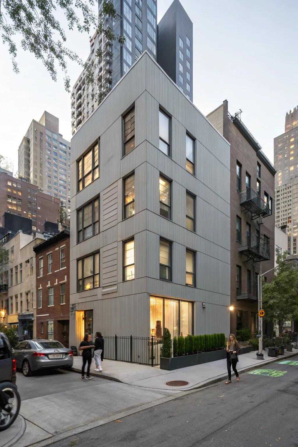 A grey gradation creates a dynamic and eye-catching frontage.
