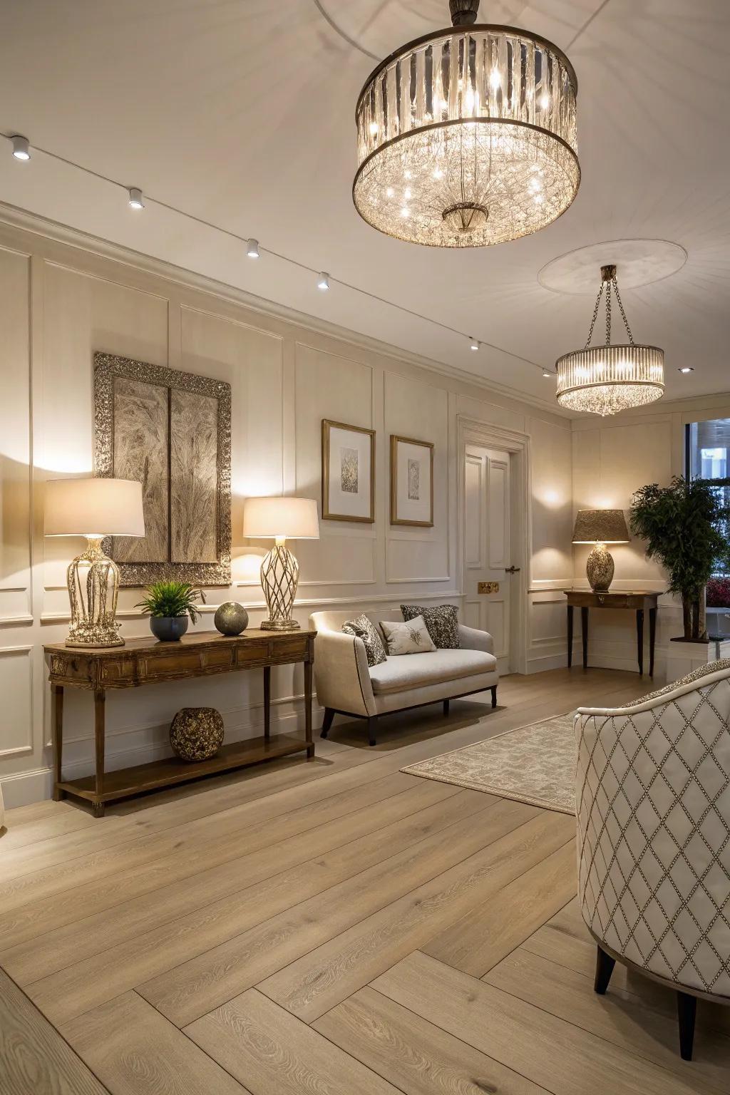 Illumination plays a crucial role in enhancing bright timber floors.