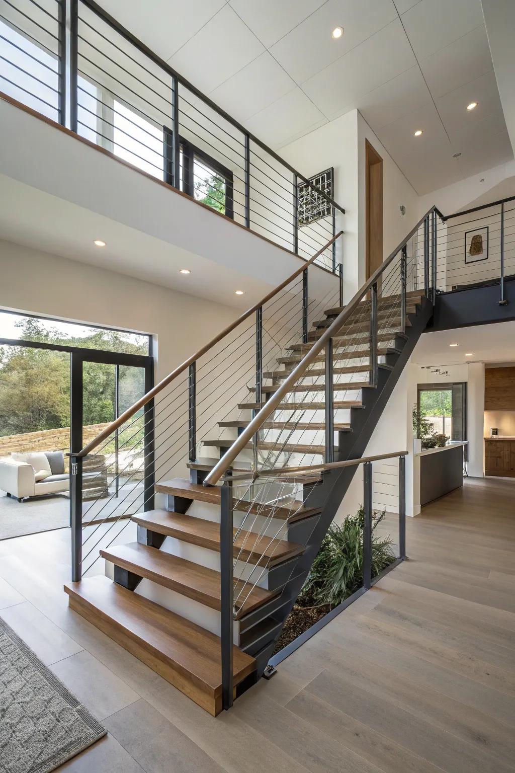 Cable railings maintain open sightlines.