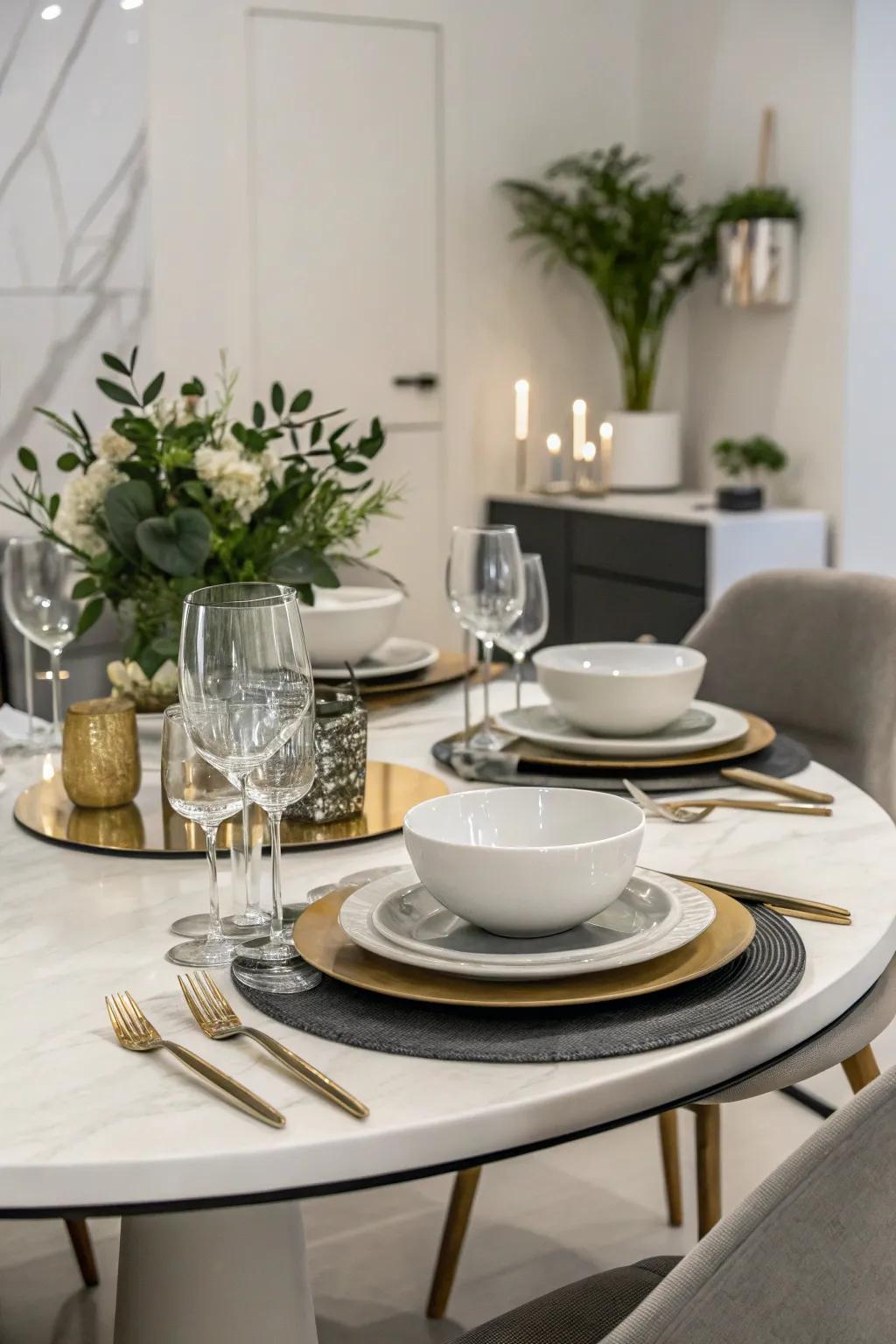 Equilibrium and harmony cultivate an orderly and sophisticated presentation.