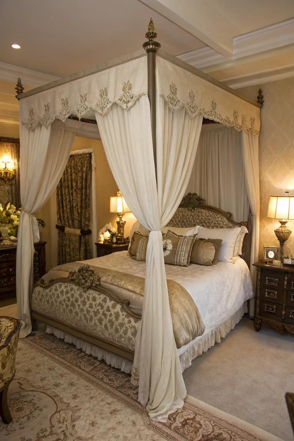 A four-poster exudes elegance and timeless appeal.