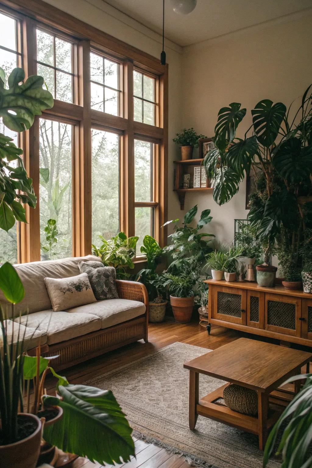 Natural elements add life and freshness to the living room.