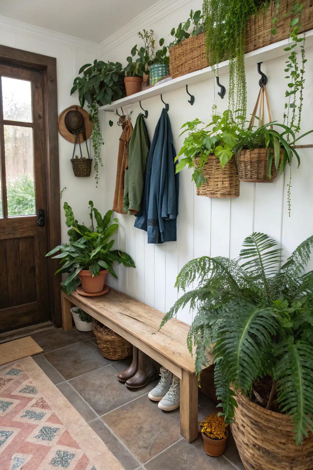 Flora that introduces vibrancy to your entryway.