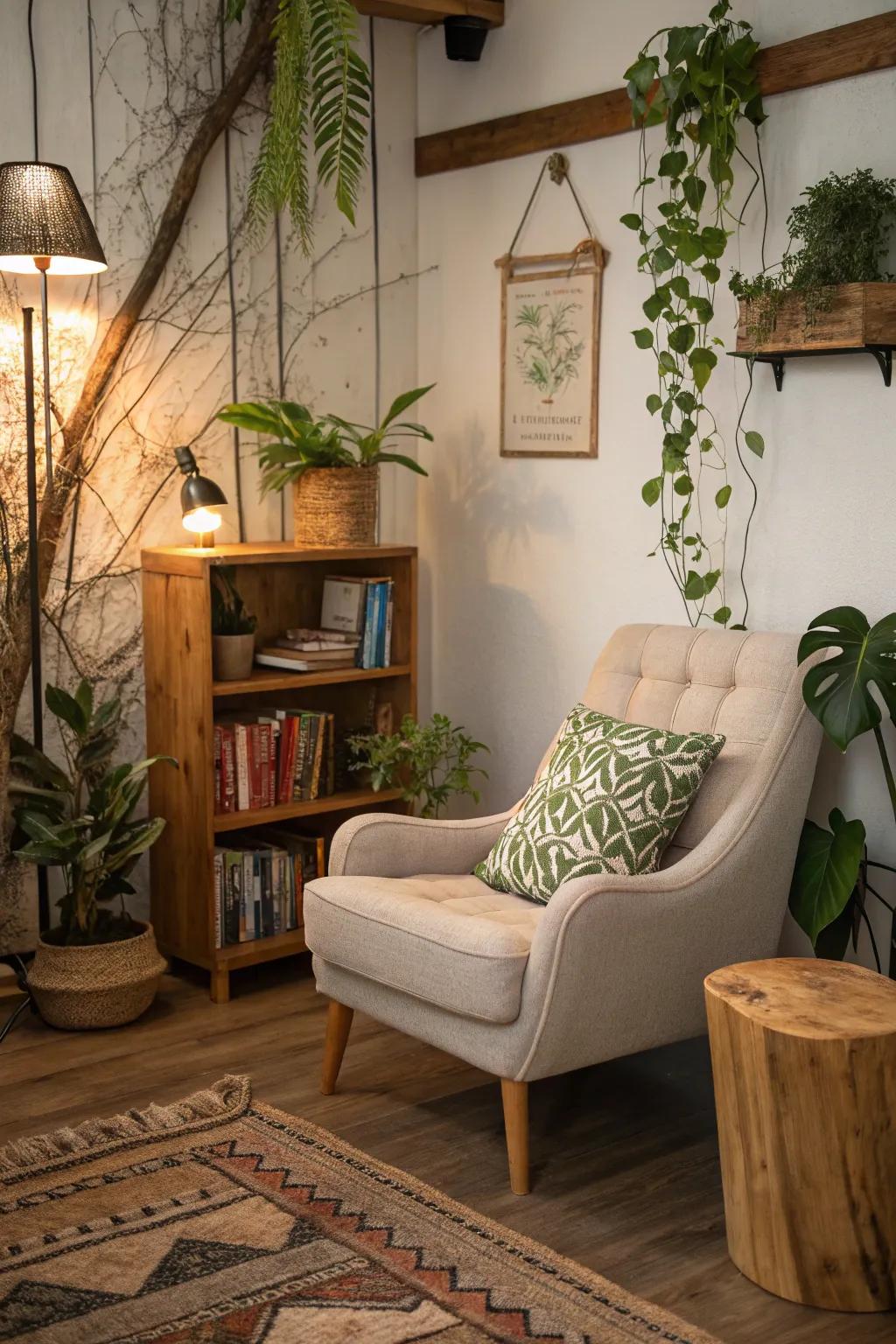An intimate reading alcove is ideal for relaxing with a captivating novel.