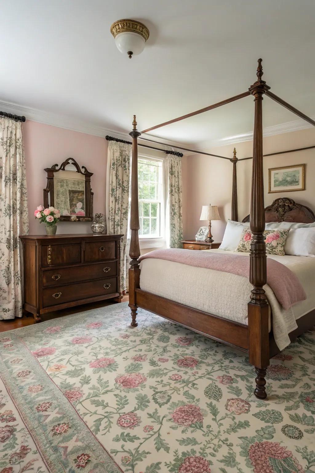 Classic-inspired carpets add timeless charm to any bedroom.