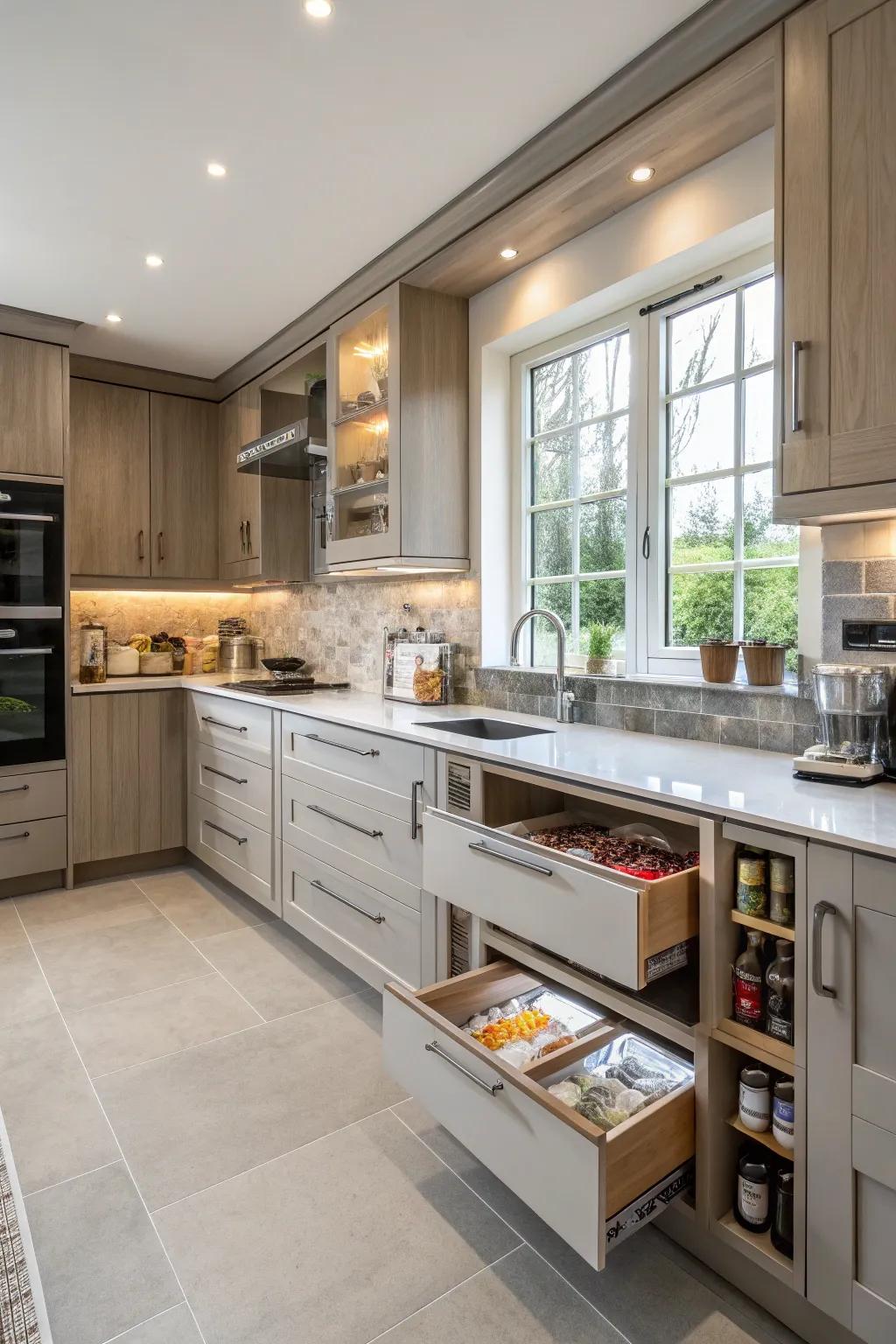 A cooking area harmoniously equalizing usefulness with visual allure, ideally suited for modern living.