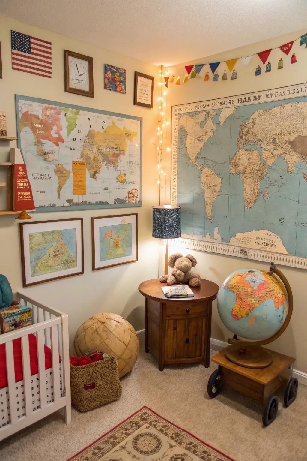 Create the atmosphere for global adventures in your nursery.
