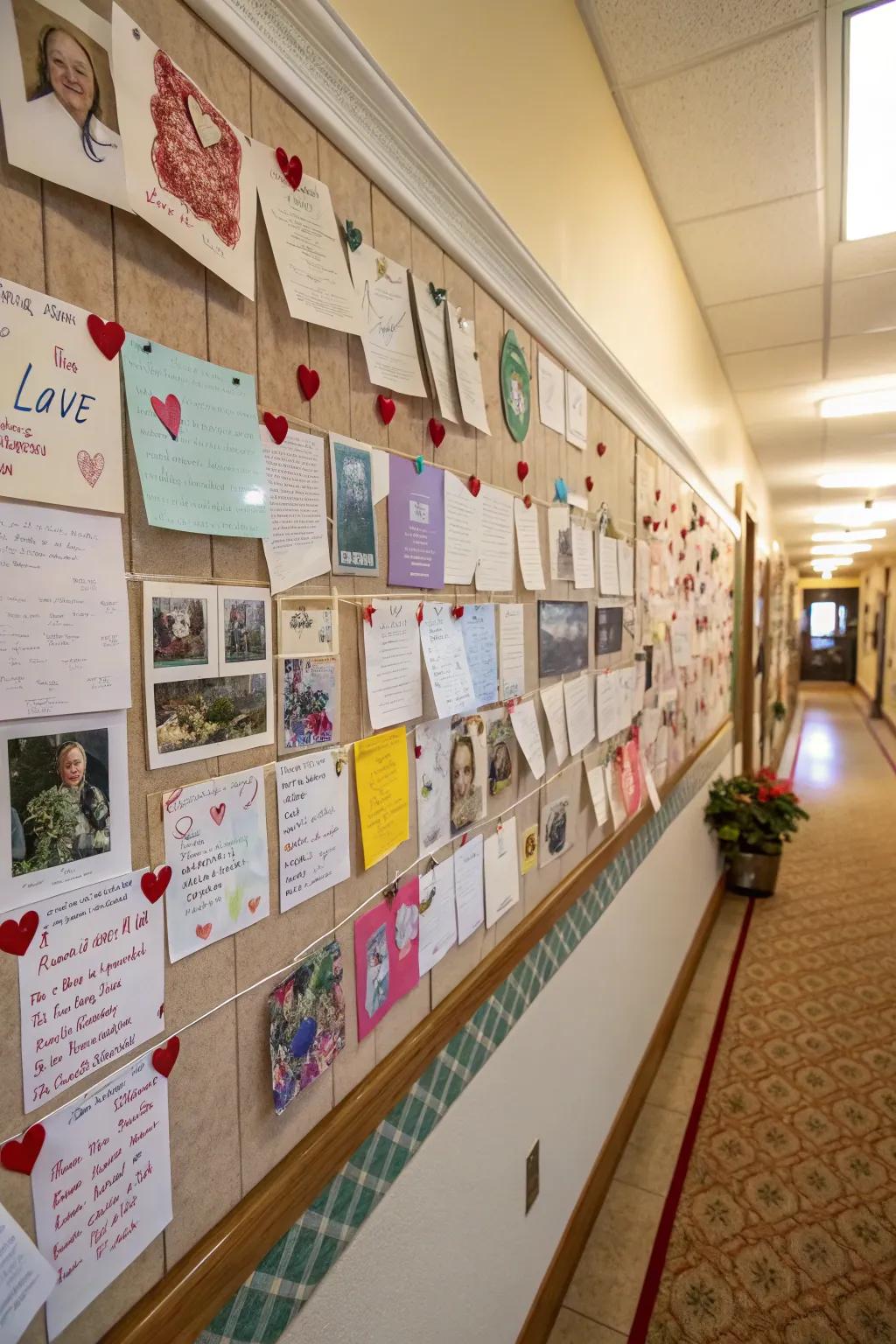An interactive affection board displaying resident’s artwork and messages.