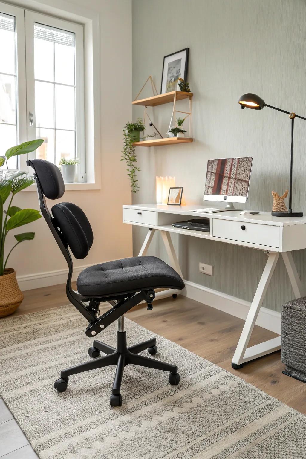 Angled chairs offer an ergonomic alternative for improved posture.