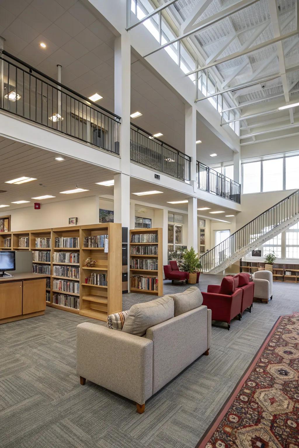 Visual dividers defining various zones within an open concept.