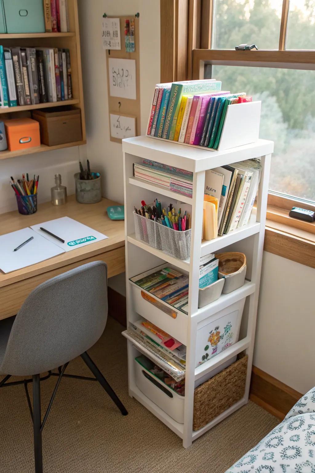 Multi-tier organizers maximize storage in small spaces.