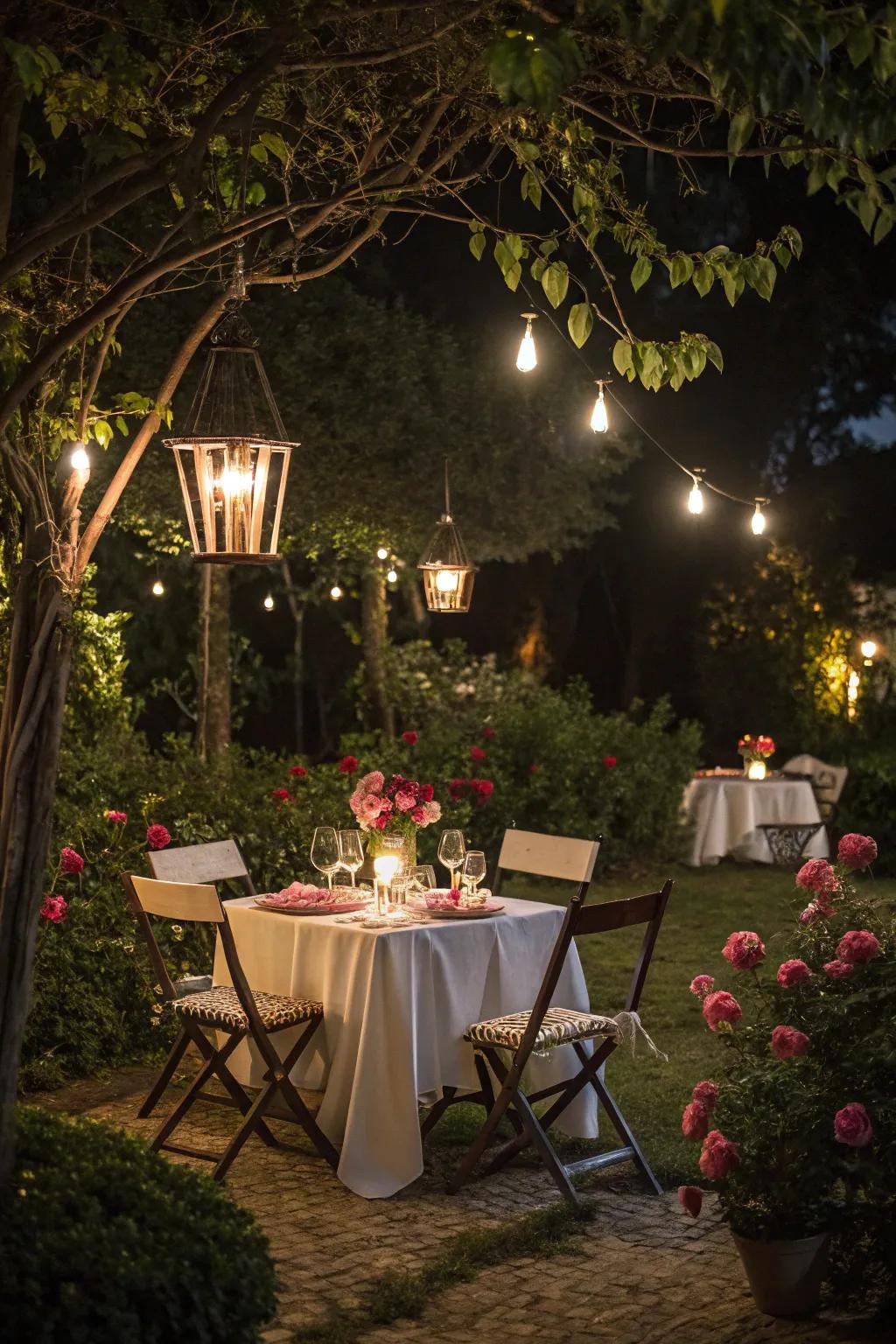 Craft a romantic setting through lantern-lit evenings.