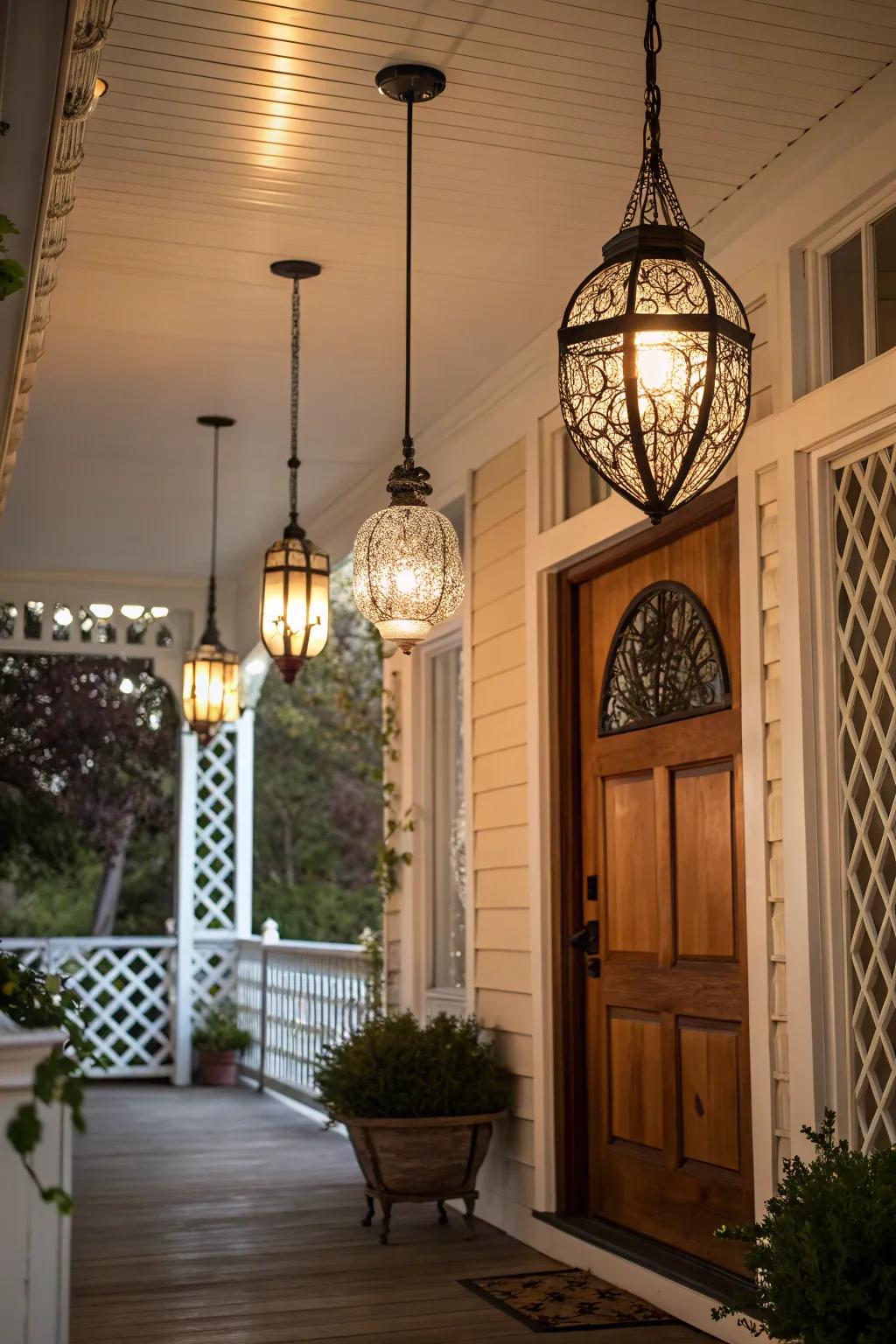 Pendant illumination contributes elegance and sophistication.
