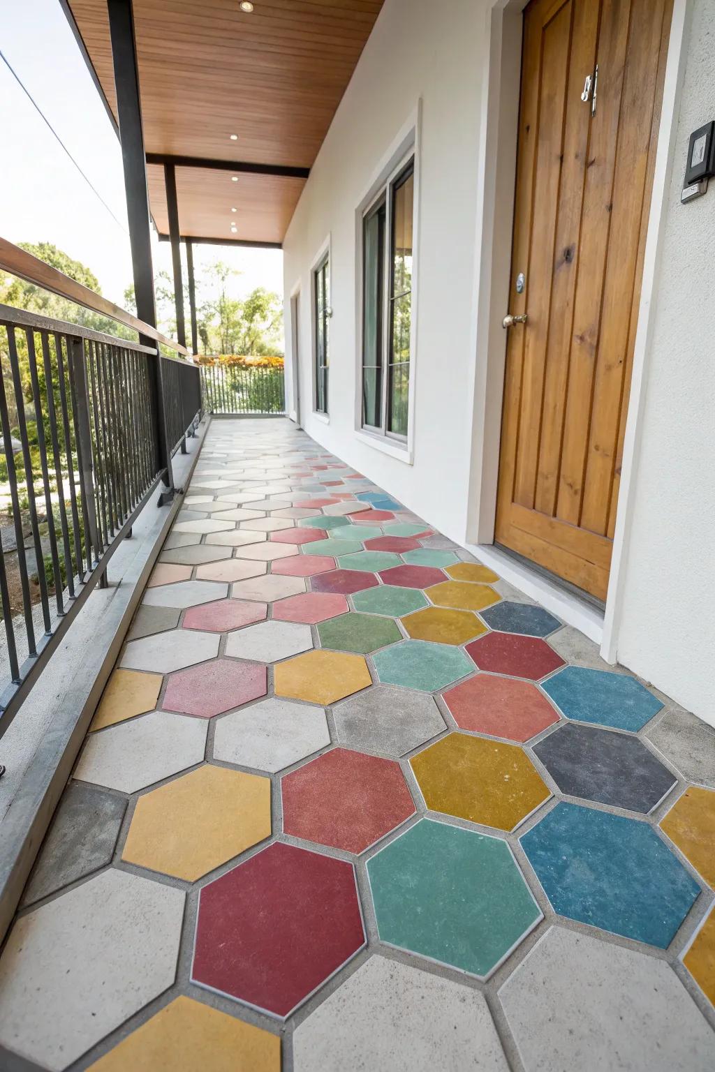 Incorporate a modern inflection through hexagon tiles.