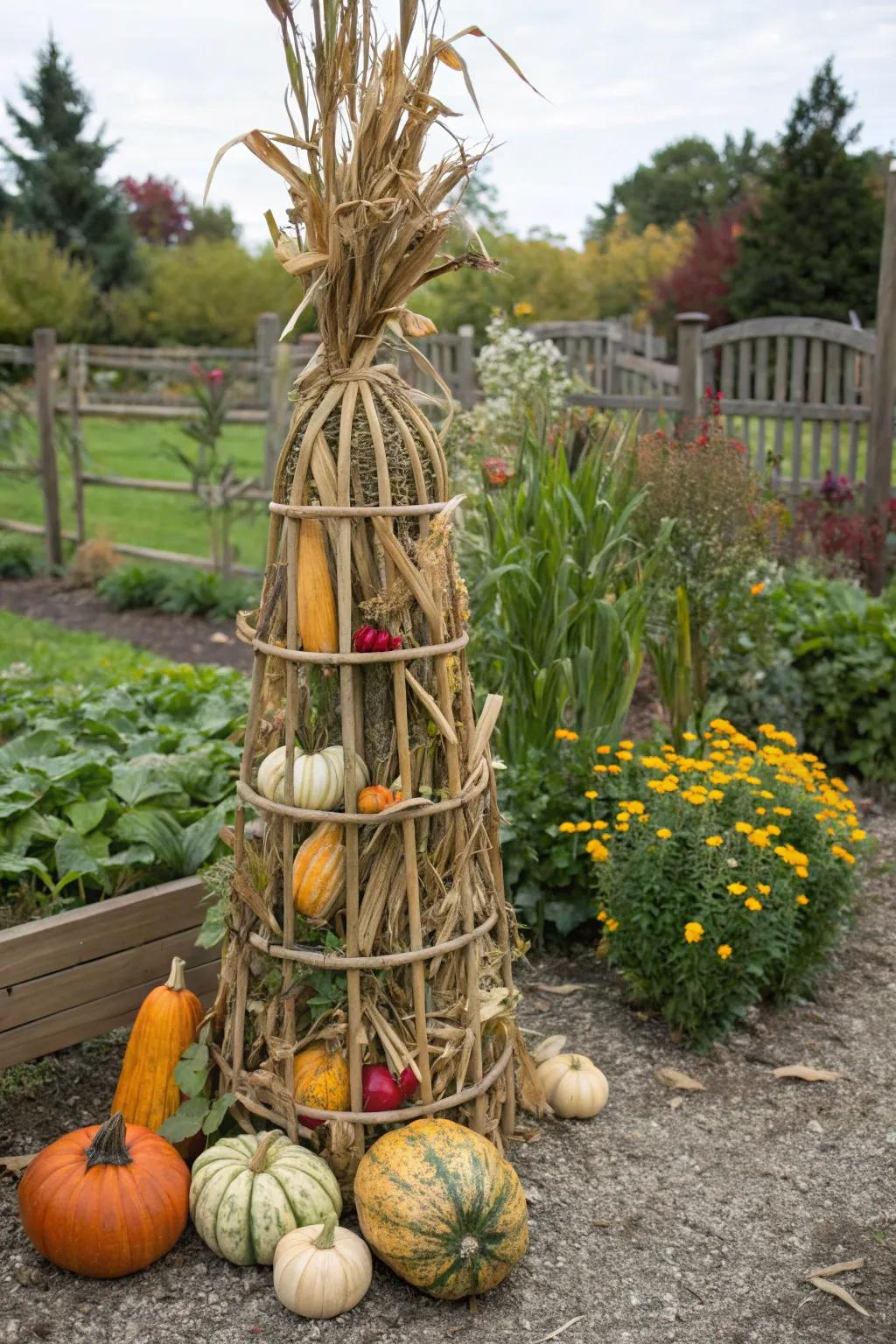 Celebrate the harvest season using this cornucopia-inspired decoration.