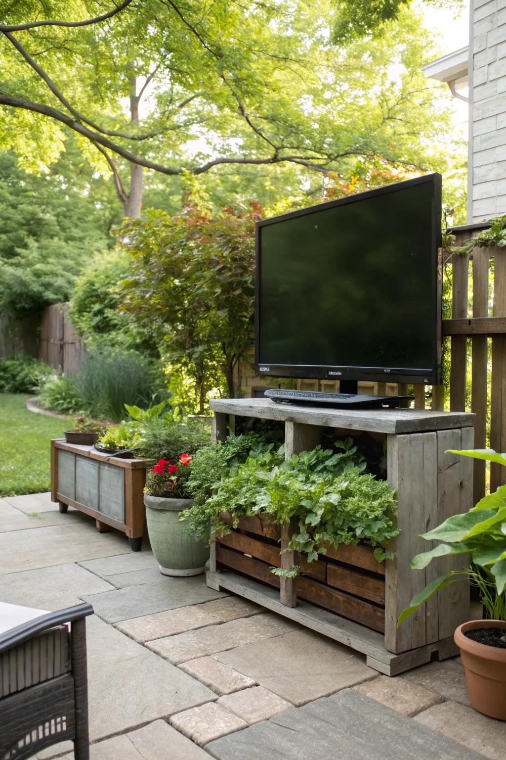 A TV stand that complements the beauty of nature.