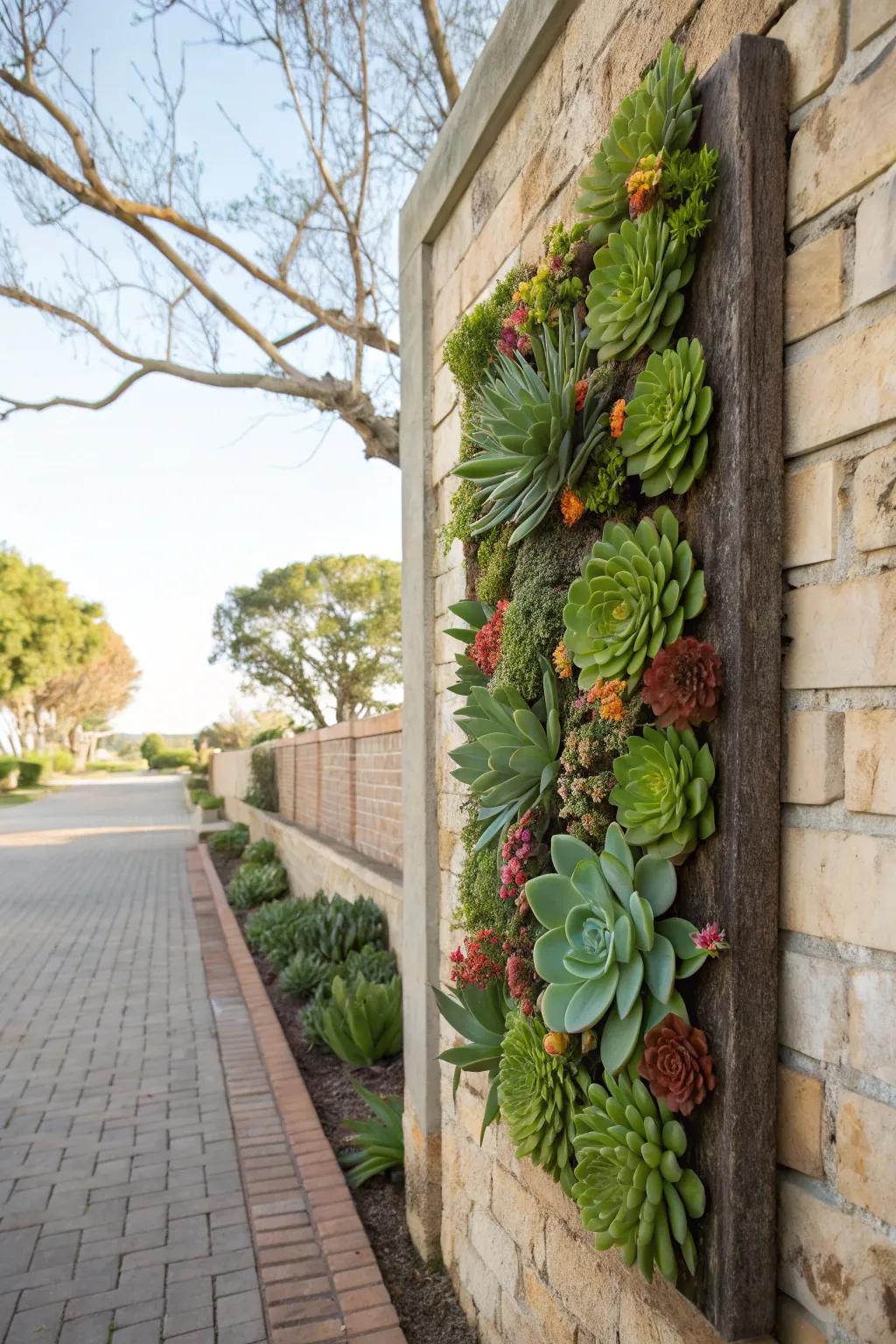 Transform your wall into an art piece with succulents.