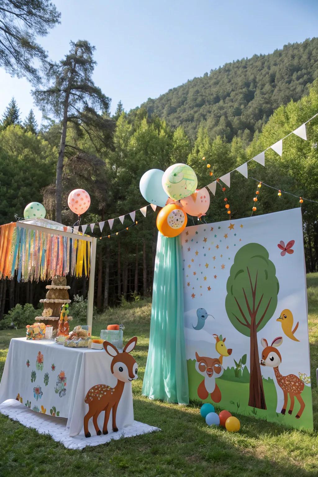 A forest creatures theme injects charm and fancifulness into the celebration.