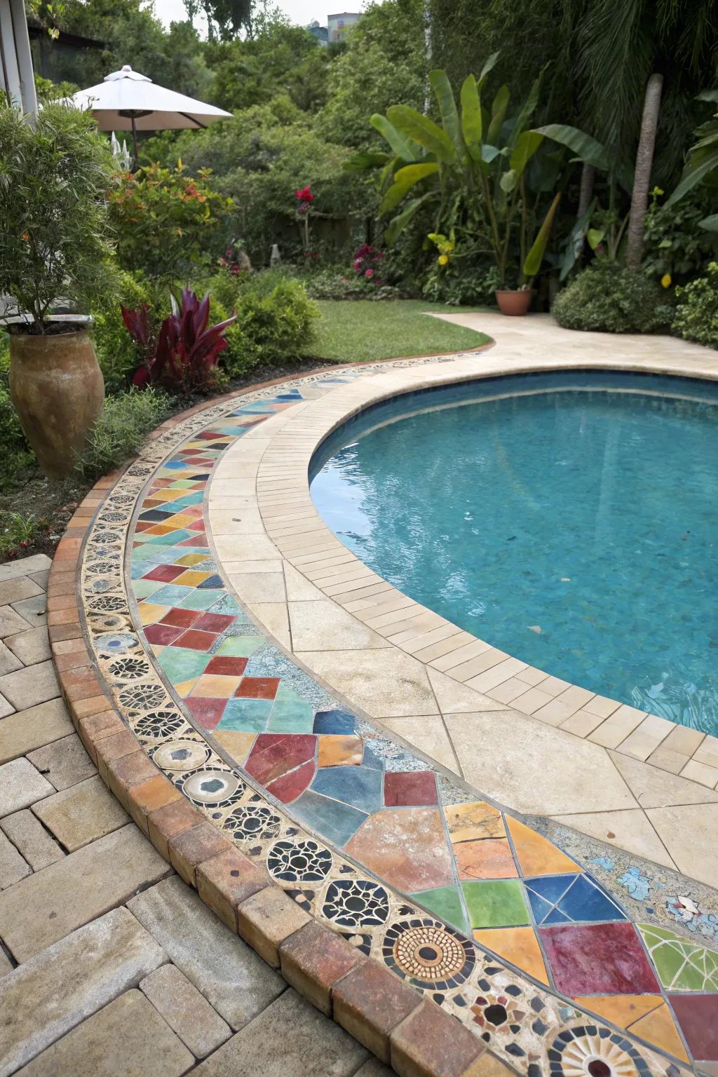 Ornamental tiling contributes a sprinkle of hue and artistic flair.