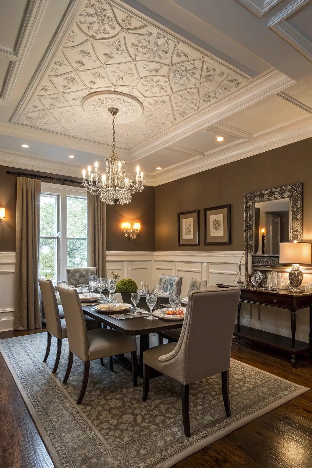 Traditional and contemporary elements create a harmonious overhead design.