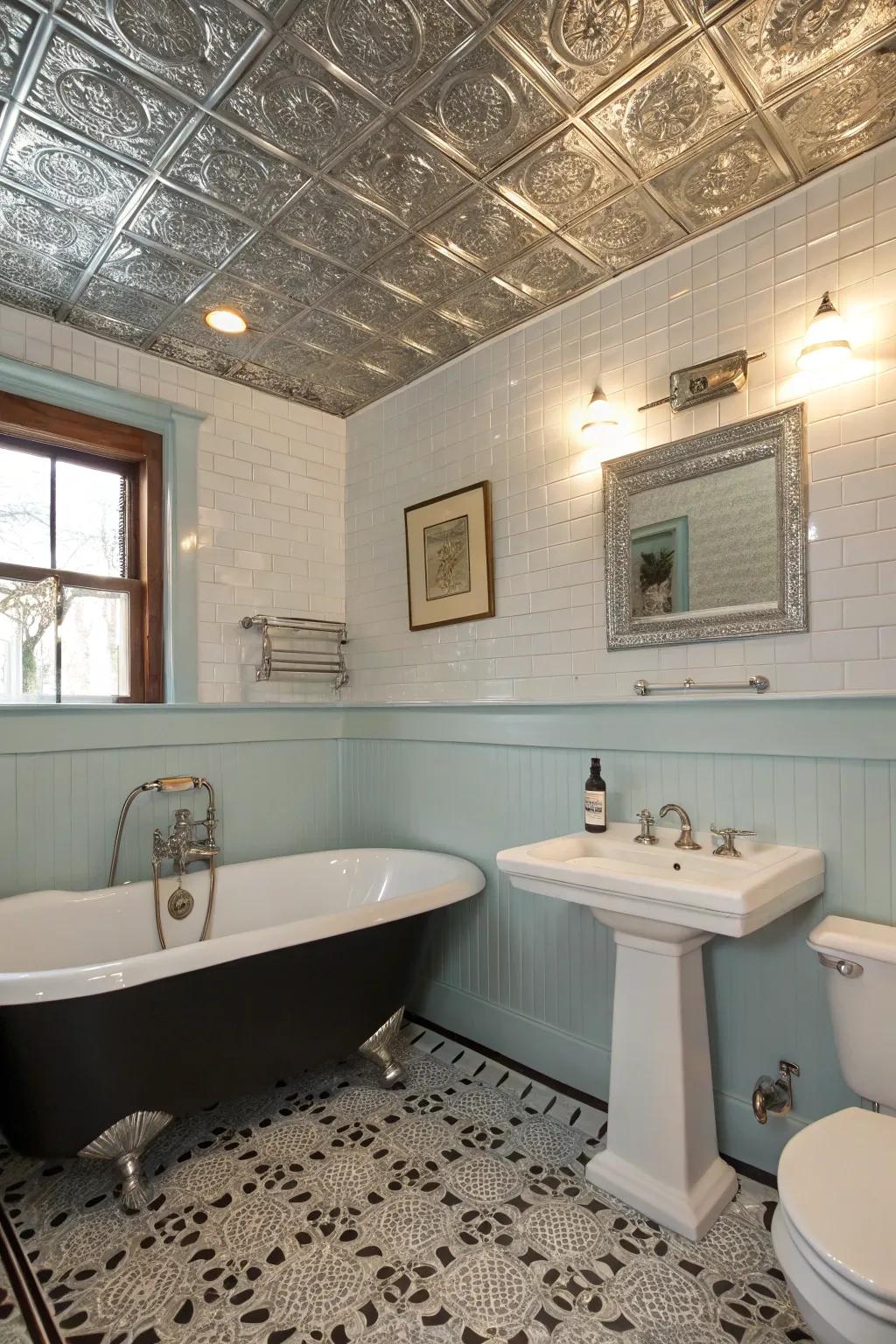Tin tiles introduce vintage glamour to any area.