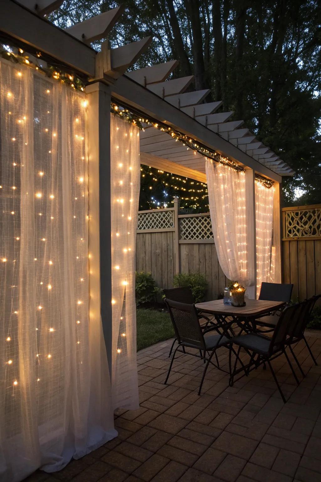Establish an ethereal context through curtain lights.