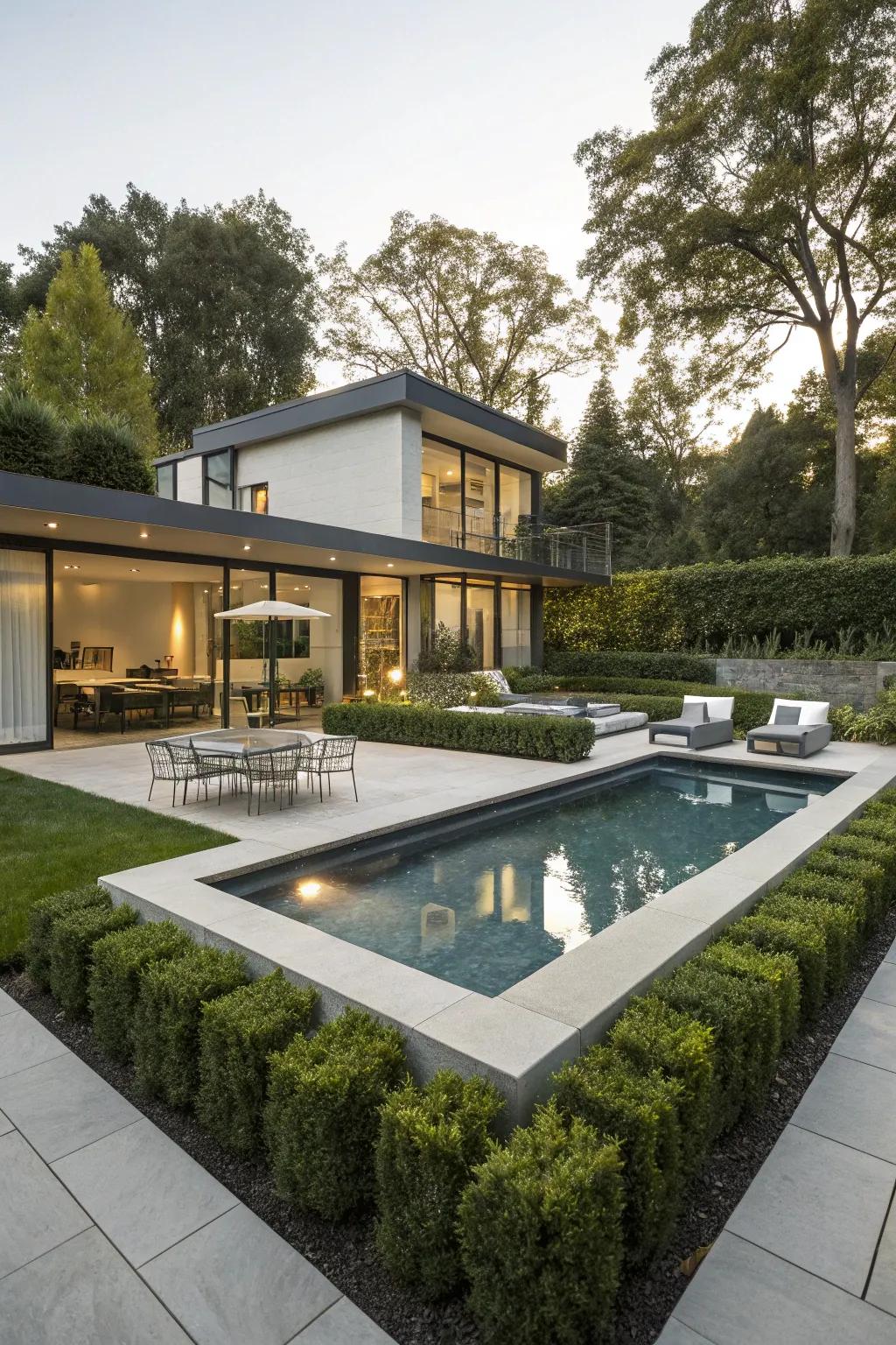 Achieve a modern visual using angular pool designs.