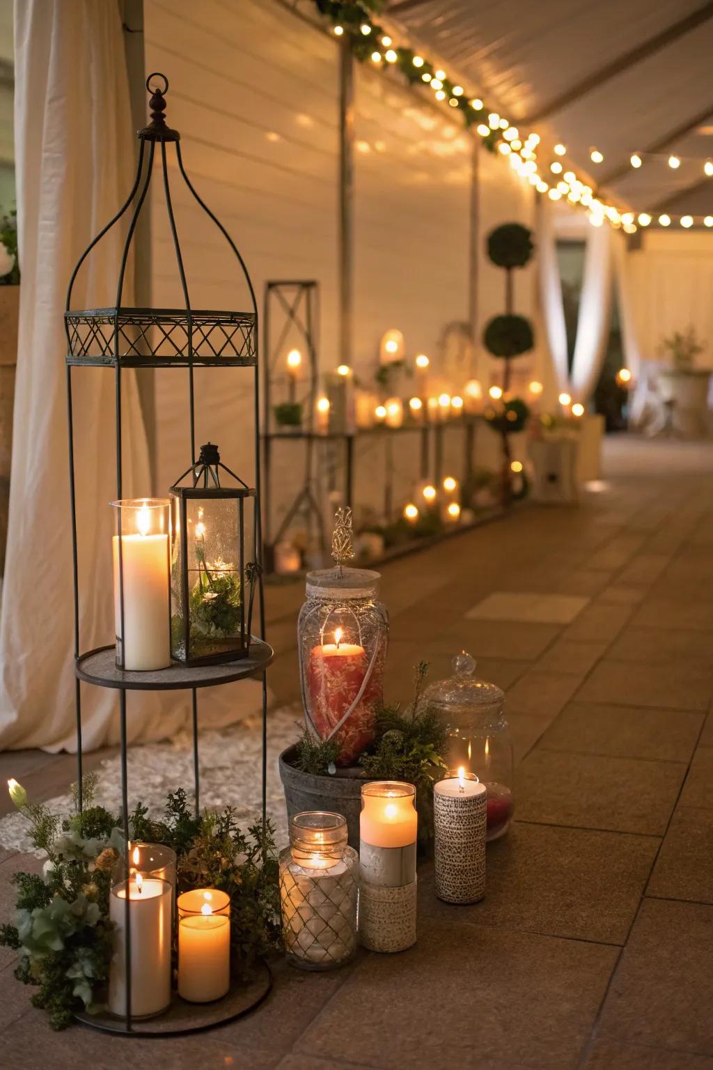 Lights compose a gentle, intimate shine suited perfectly for dusk celebrations.