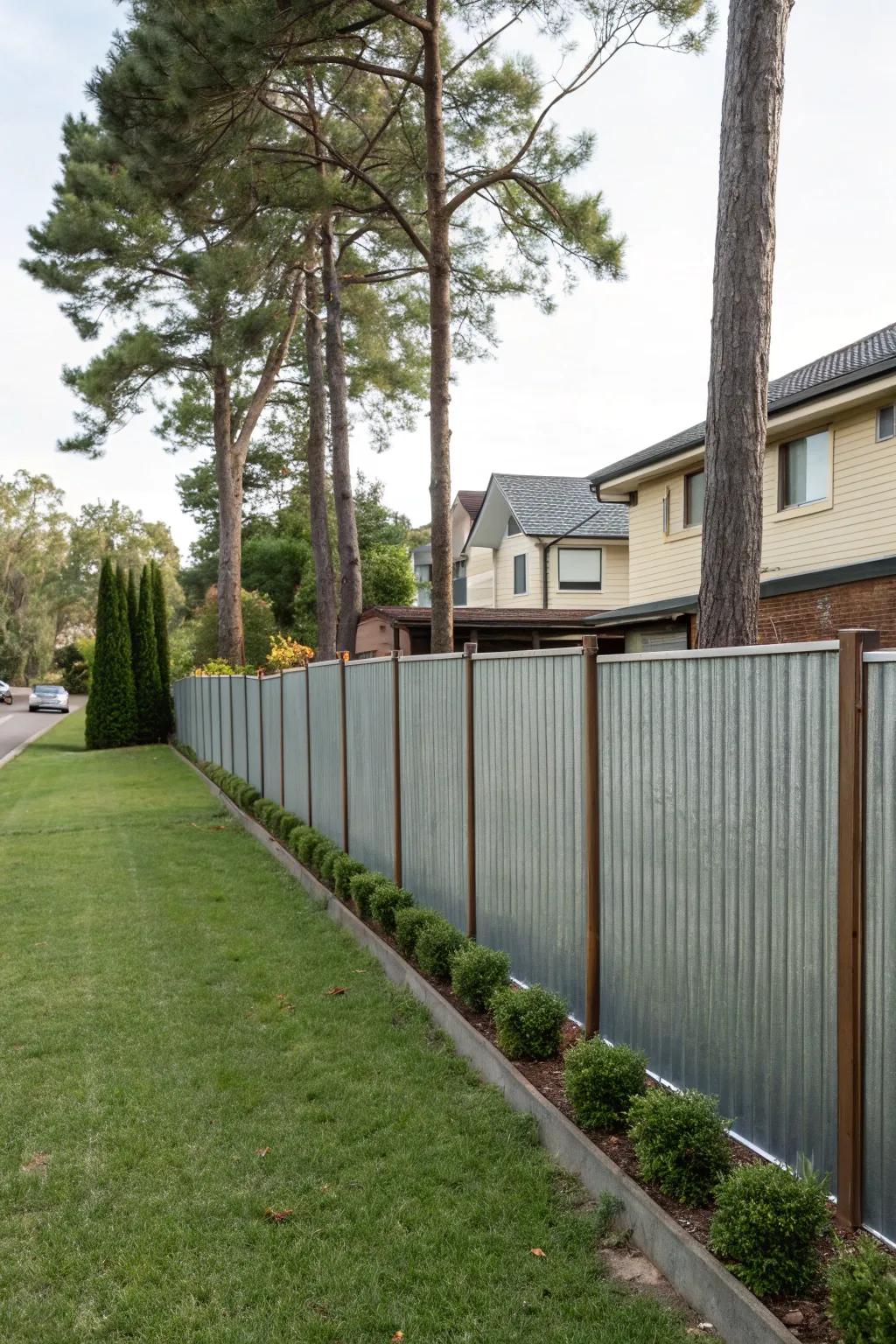 Grooved metal fences offer durability with an industrial vibe.