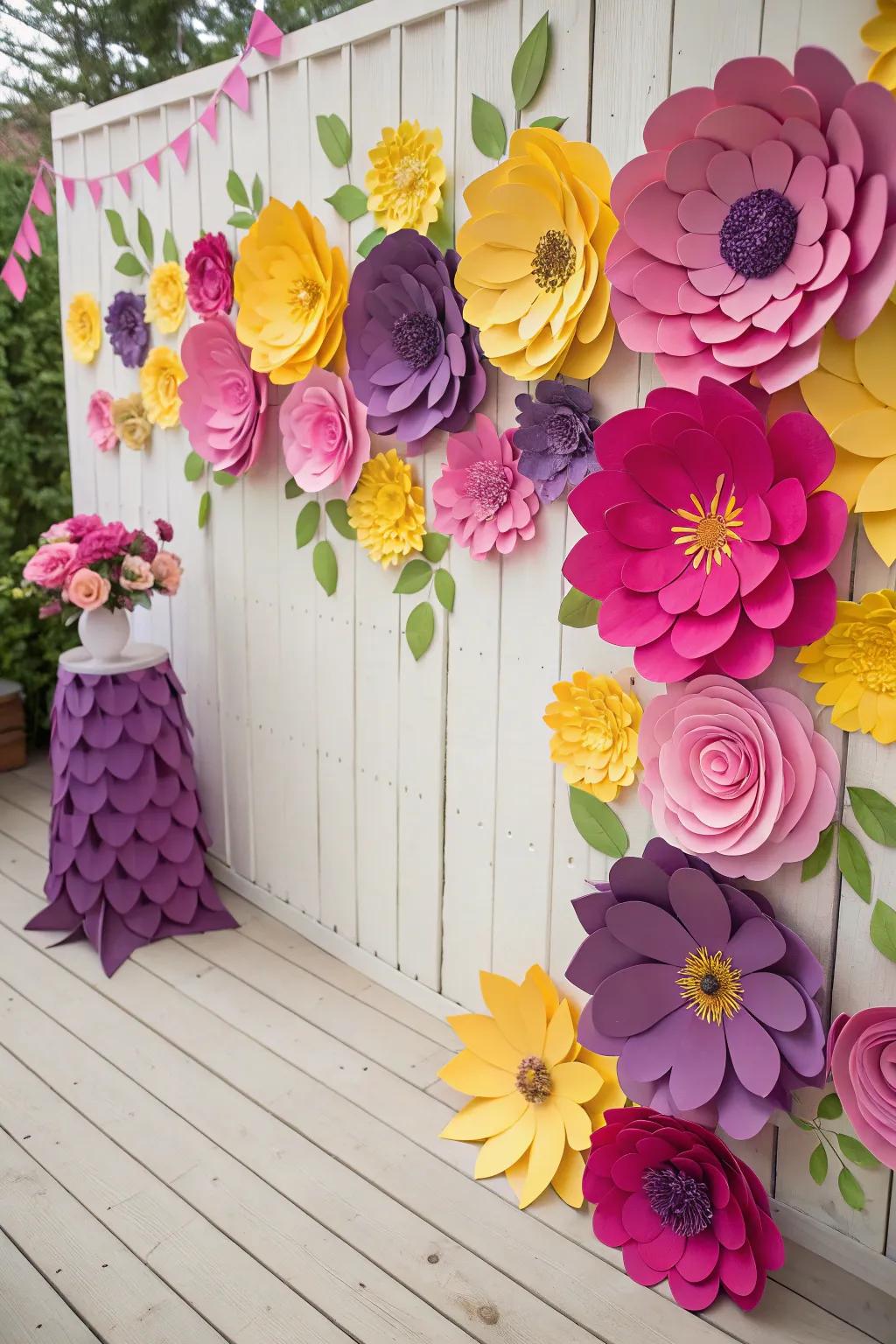 With handmade paper flowers, it's creative and whimsical.