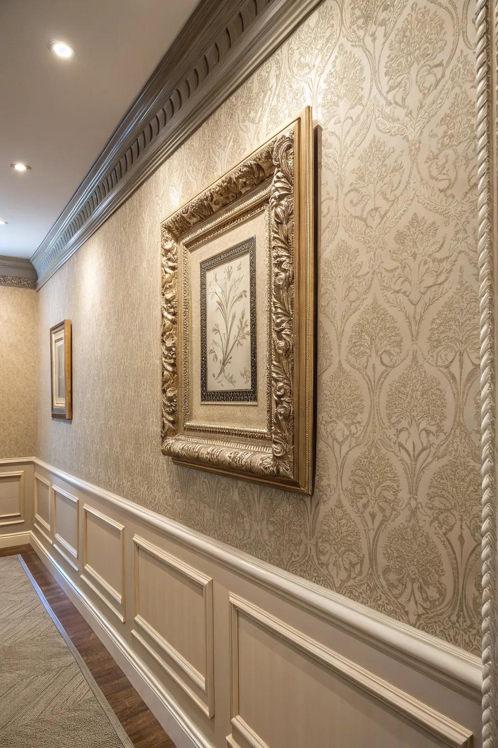 Add dimension using paneling and textured backdrops.