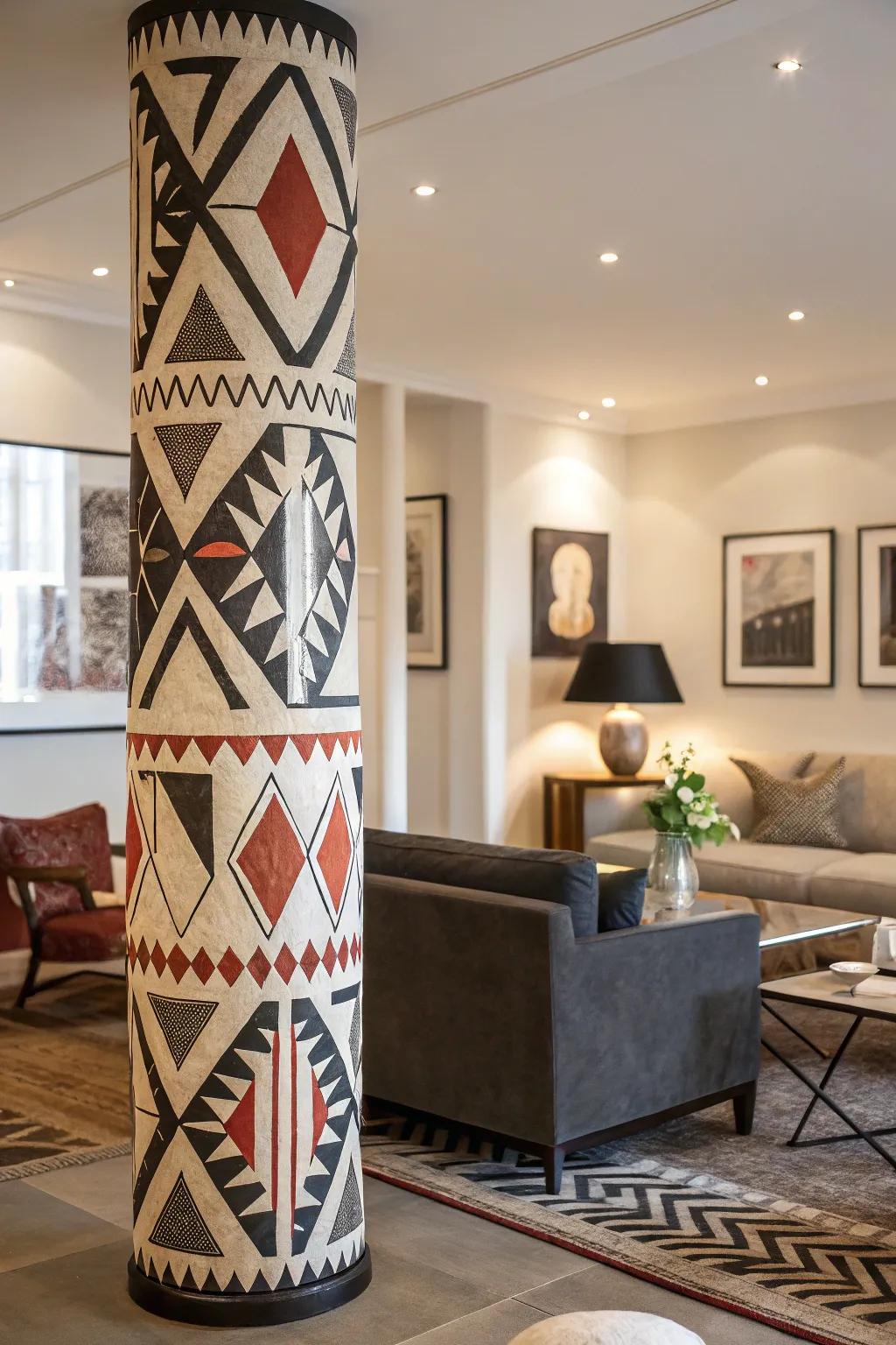 Geometric designs make your pillars a bold focal point.