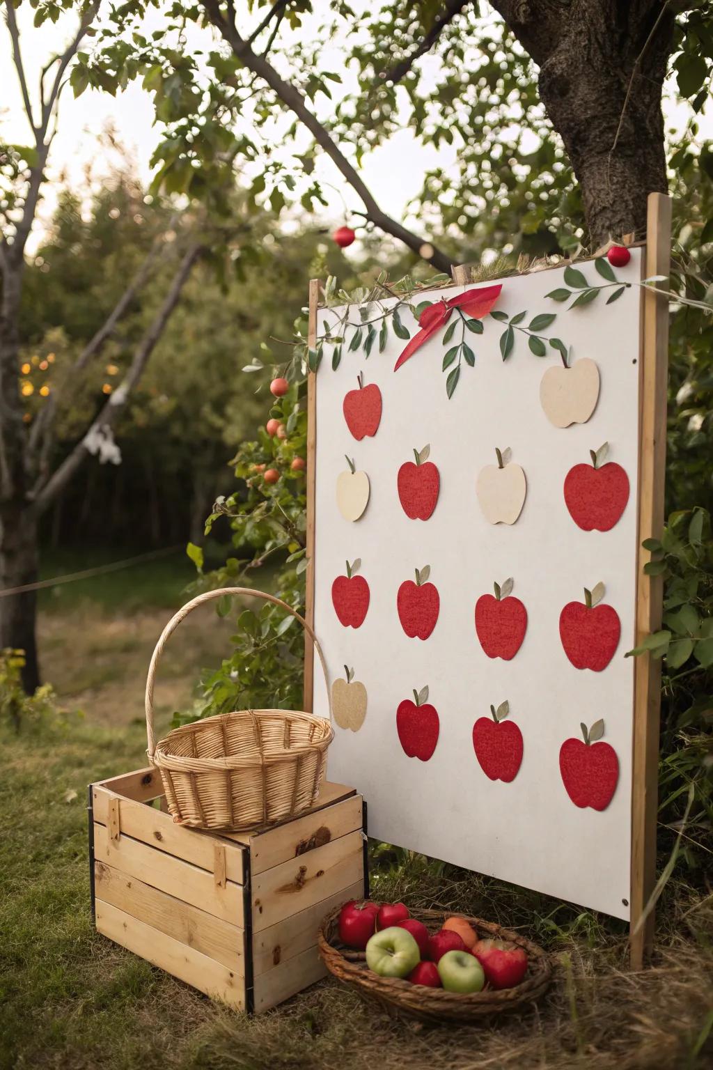 An apple orchard-themed pin board celebrating fall's sweet harvest.