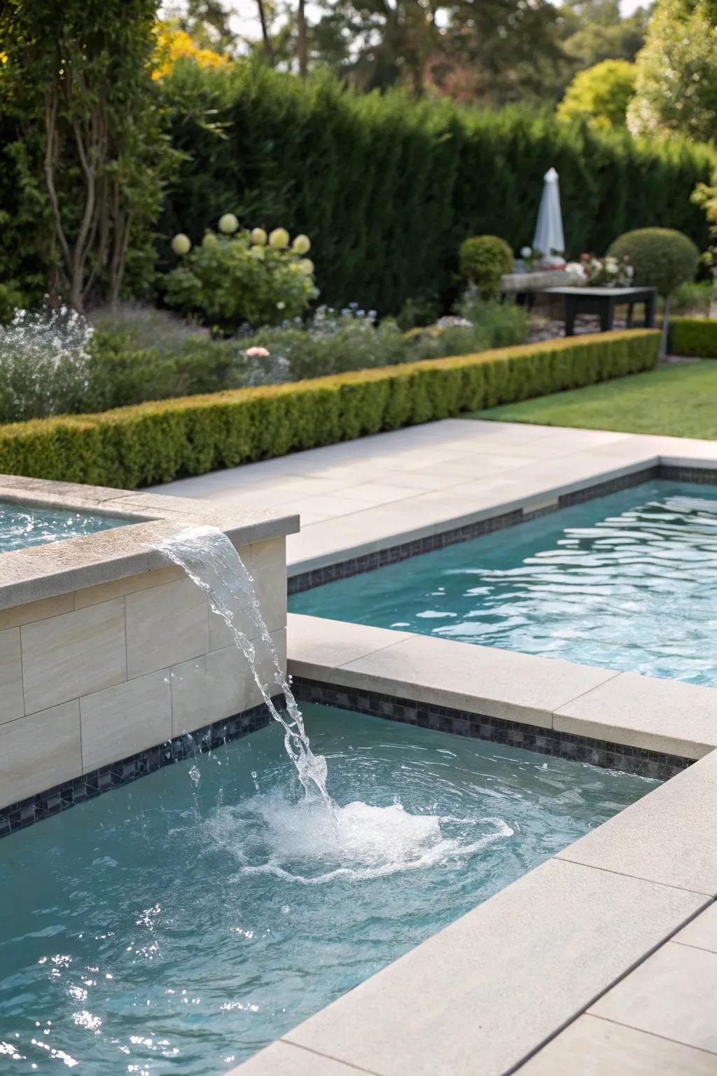 Water features in coping designs offer a luxurious touch.