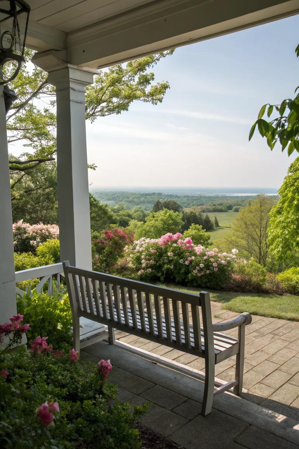 Arrange your bench for the optimal scene and relish the setting.