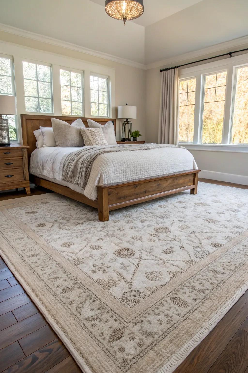 Employ a floor covering to add warmth and clarify your area.