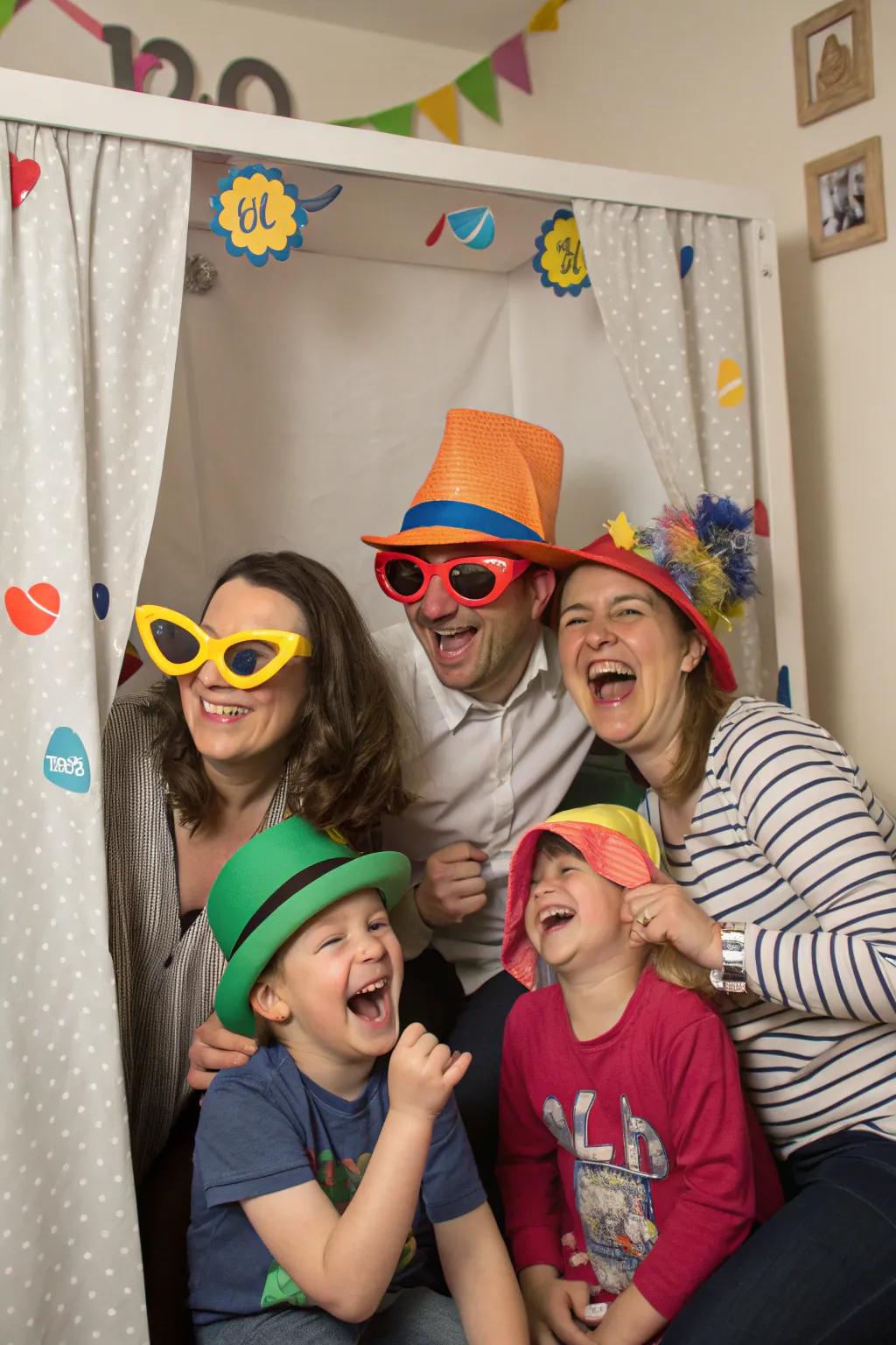 Evoke laughter using a DIY photo corner and playful accessories.