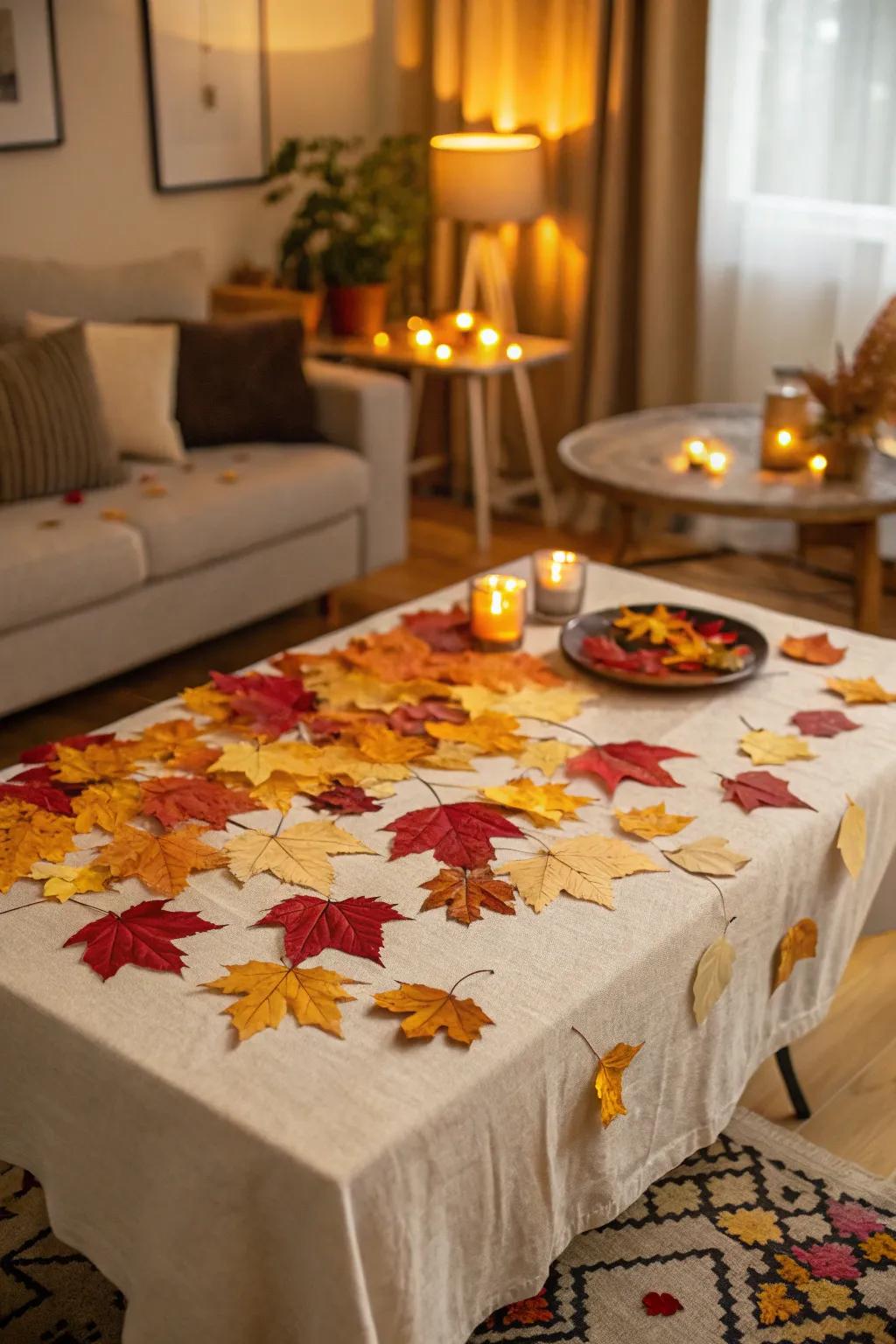 Earth-friendly genuine foliage confetti adds natural charm.