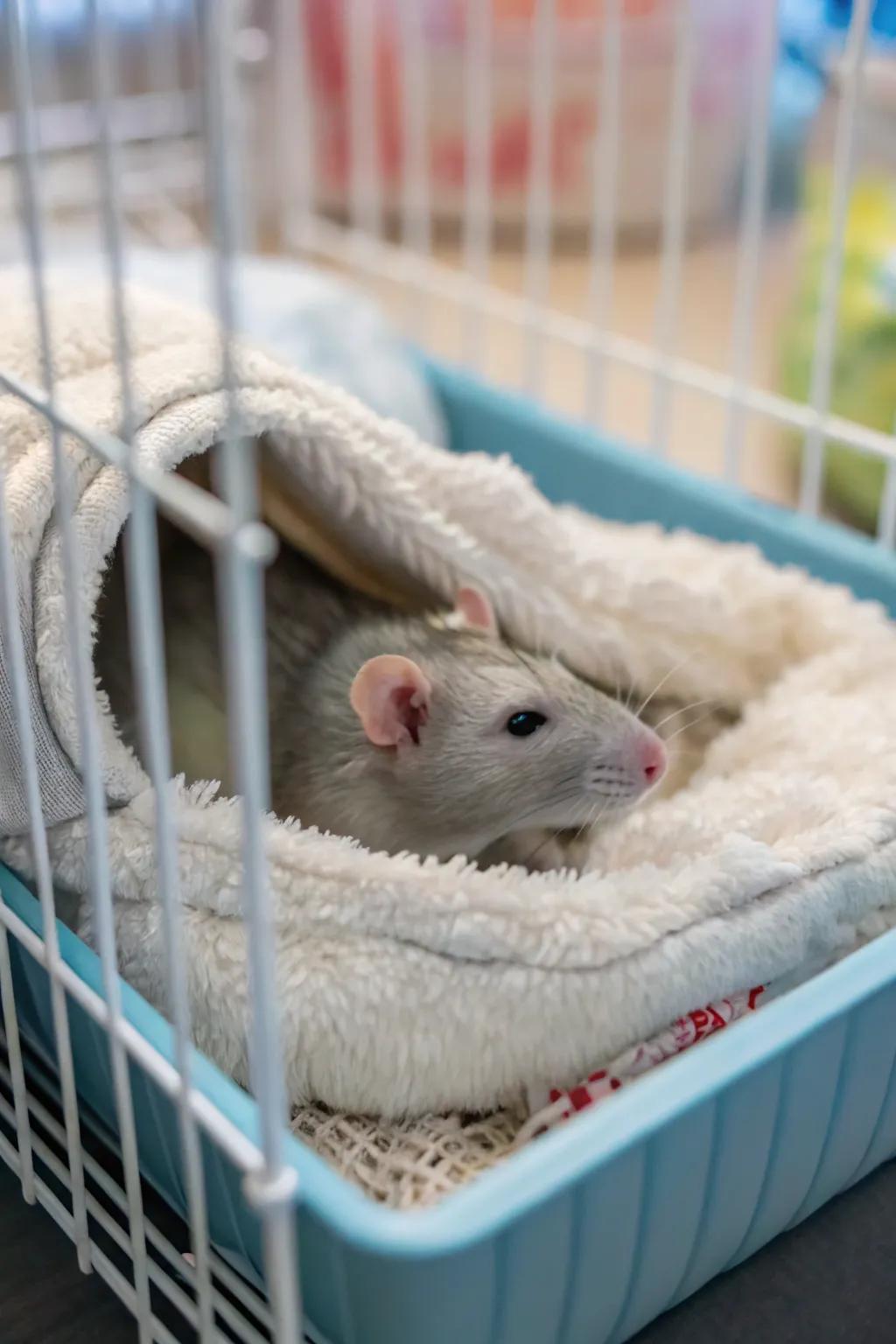 Delicate bedding provides comfort and warmth