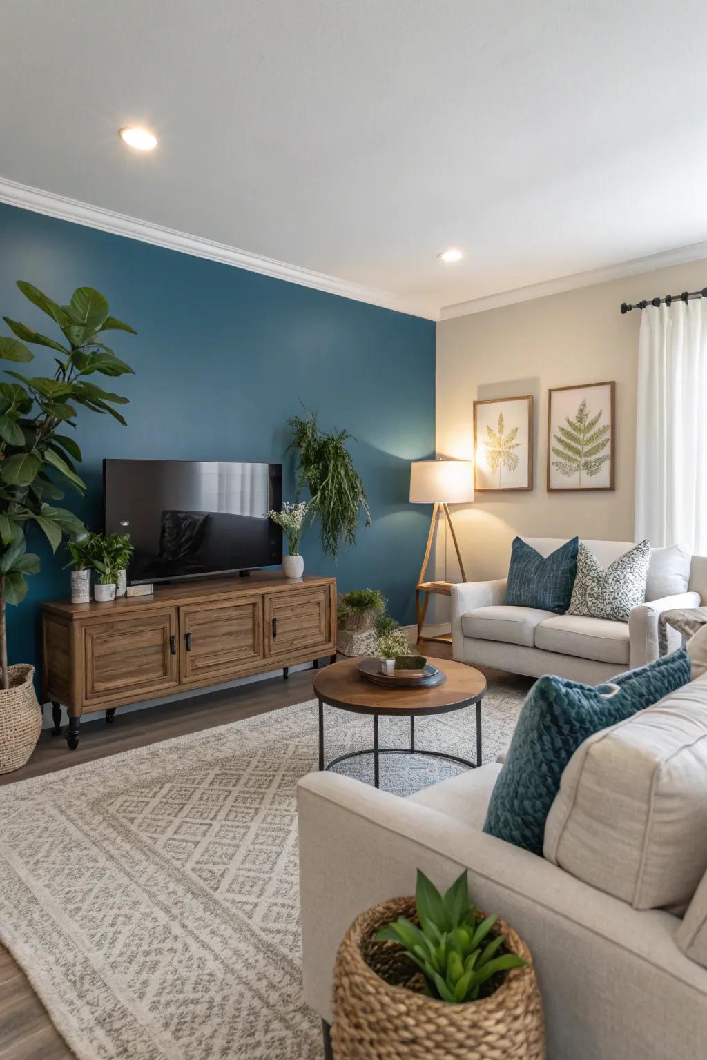 Add depth with a painted feature wall.