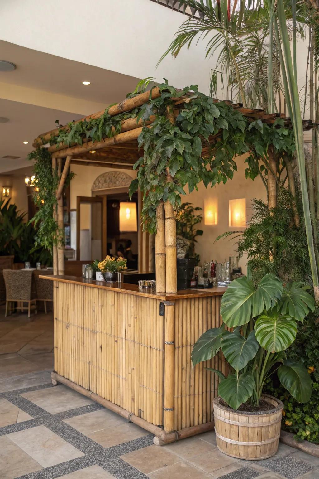 Eco-conscious materials create a sustainable and attractive reception station.