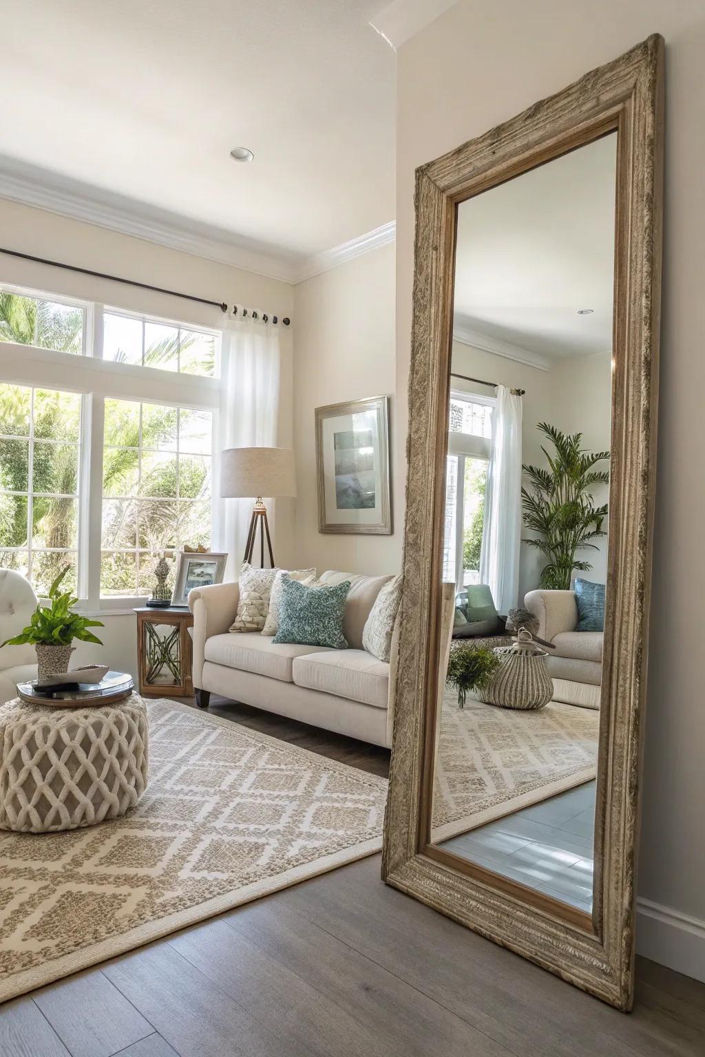 Mirrors can enhance lighting and area in any setting.