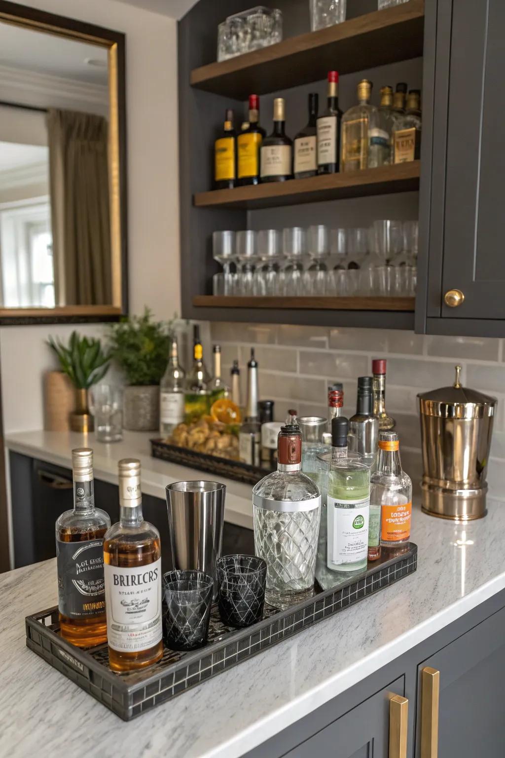 A mixology station introduces a touch of sophistication and amusement.