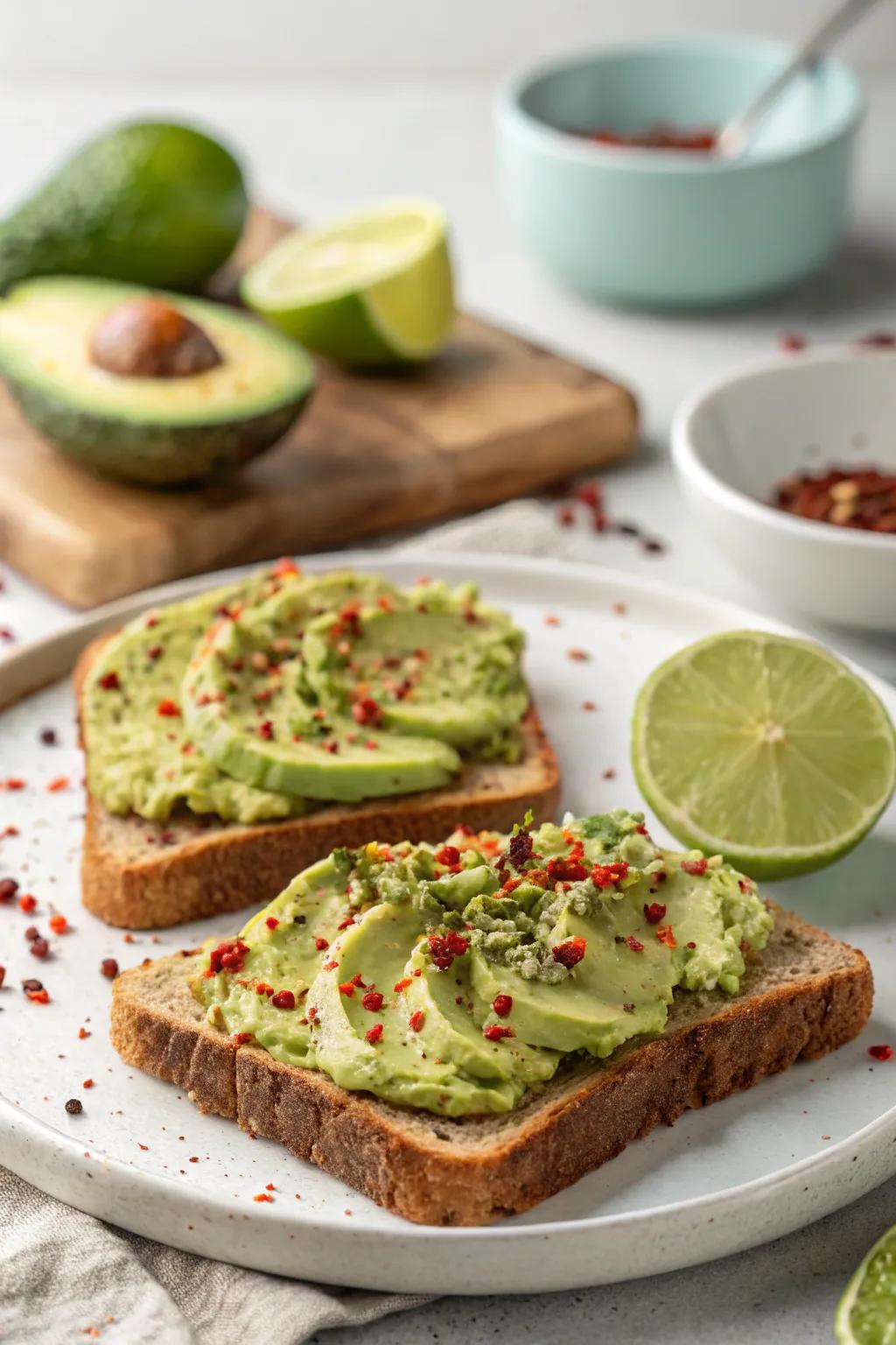 Avocado slice with a zing is both trendy and tasty.
