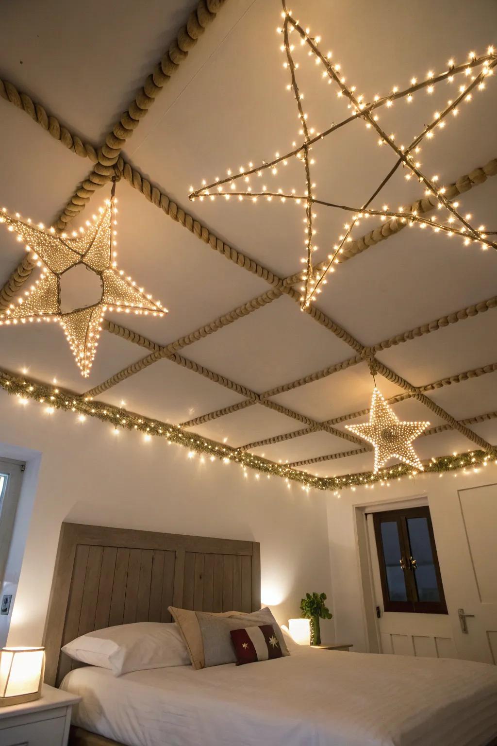 Bring the stars indoors with an optical strand constellation ceiling.