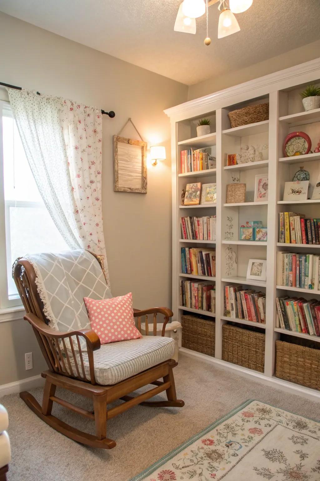 A snug reading corner dedicated to shared moments.