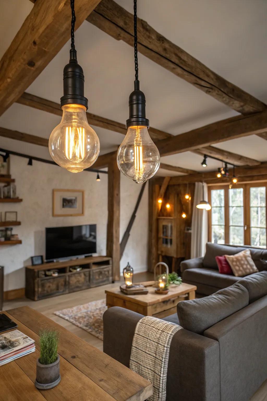 Antique bulbs within contemporary components intermingle bygone allure with the contemporary vogue.