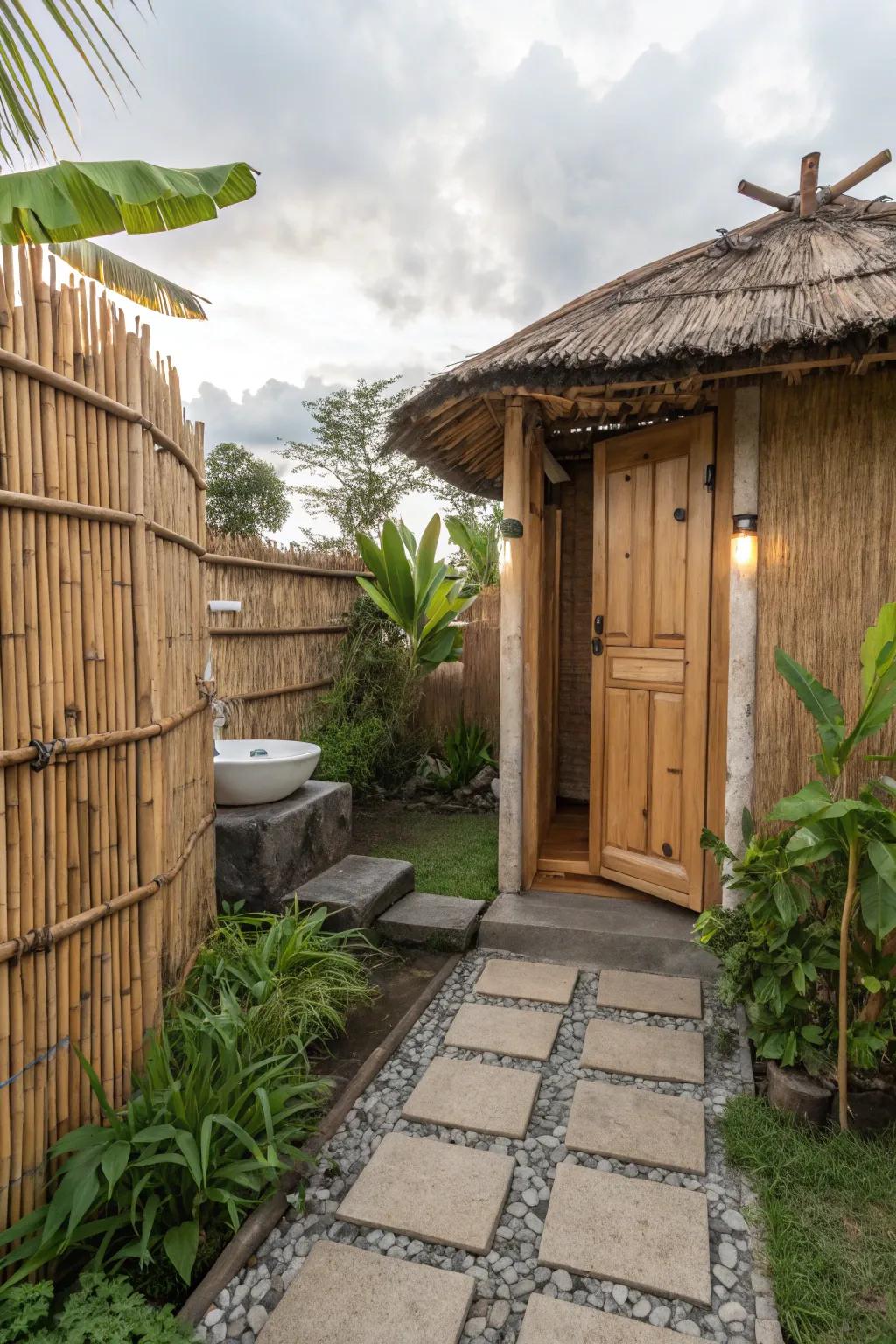 Bamboo dividers offer seclusion and a natural vibe.