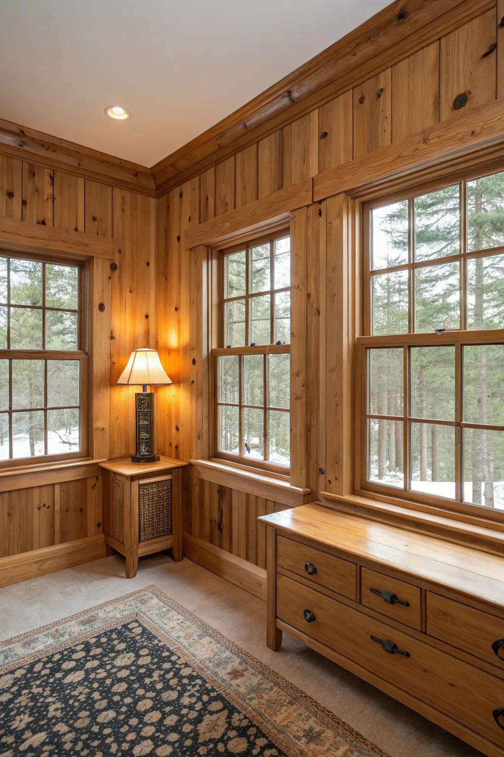 Coordinating accents and paneling establish a balanced design.